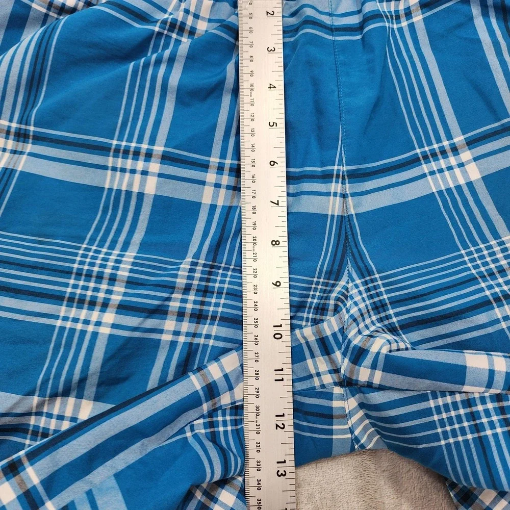 Reebok‎ Shorts Mens L Blue Plaid Bermuda Boardshort Elastic Waist Casual Skater